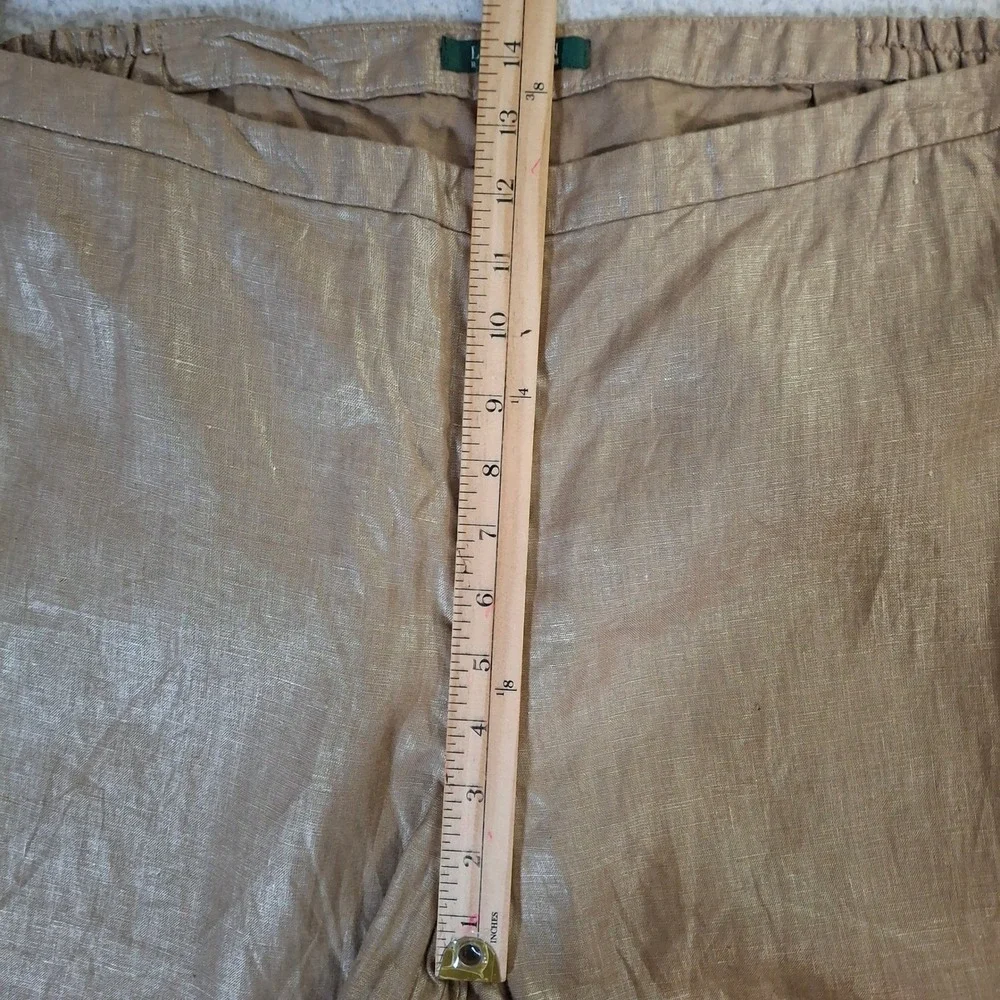 Lauren Ralph Lauren Metallic Gold Linen Pants Womens 20W Wide Leg Cropped Ankle‎